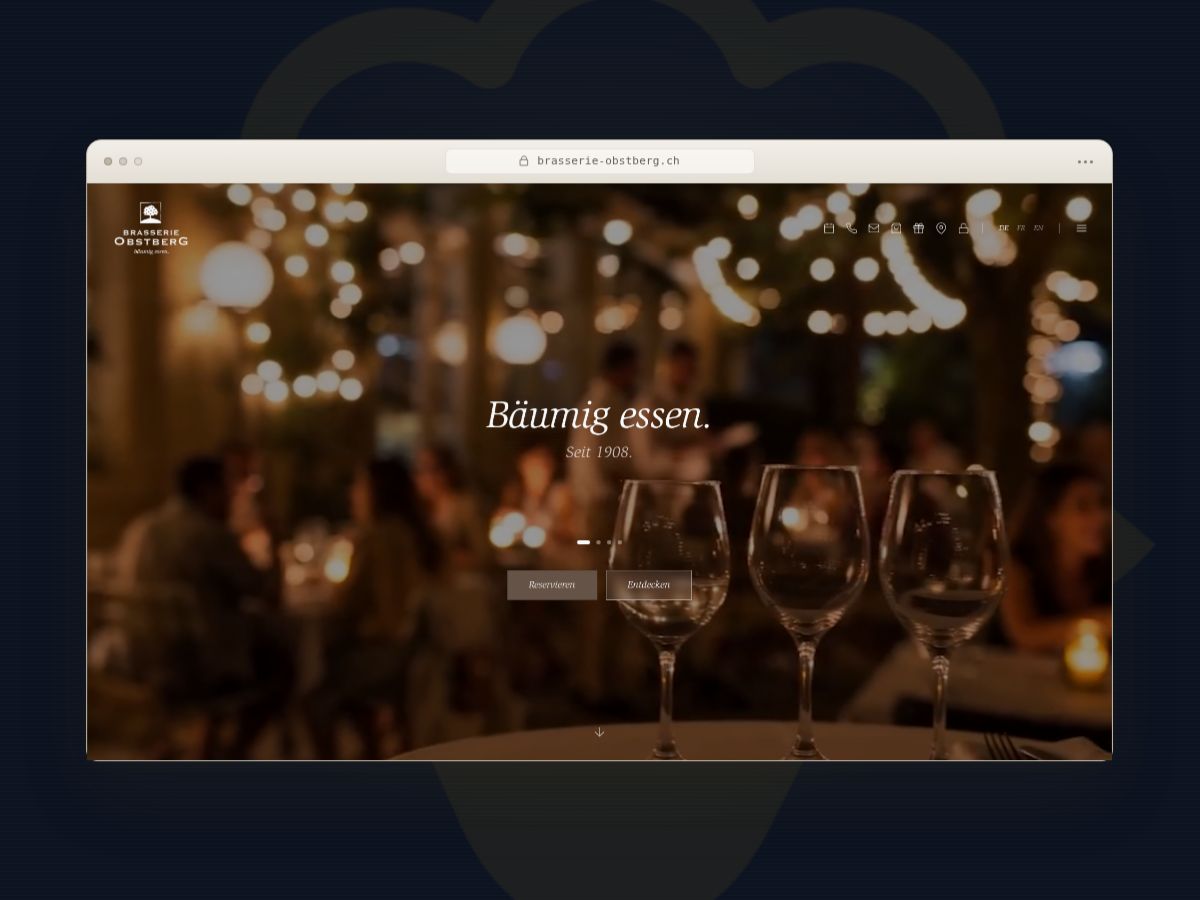 Brasserie Obstberg: Bäumig essen. Auch online.